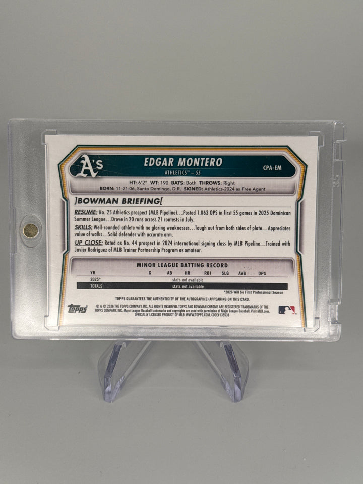 Edgar Montero 2026 Bowman Chrome Packfractor 1st Auto, 32/89