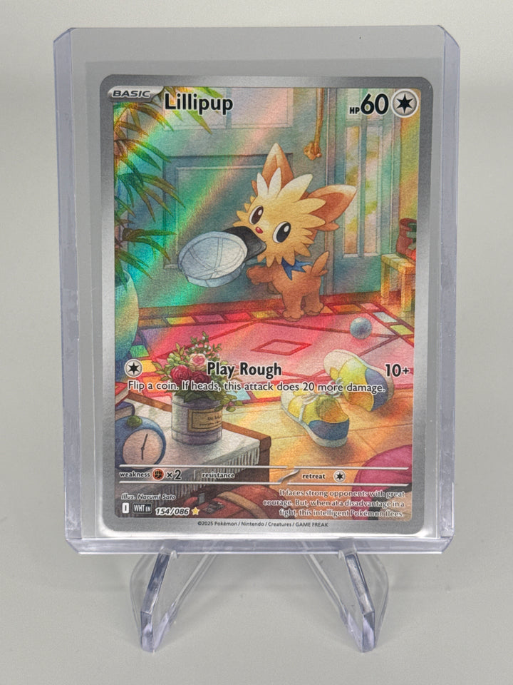 Pokemon TCG 2025 Lillipup White Flare Full Art Illustration Rare, 154/086