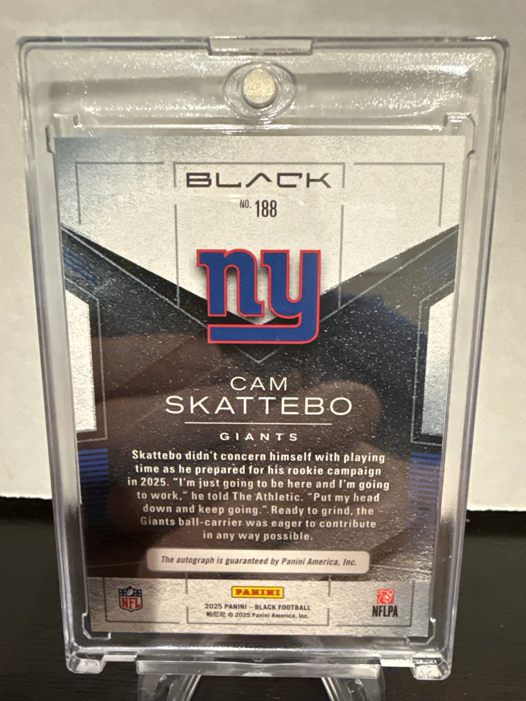 Cam Skattebo 2025 Panini Black Rookie Auto Royal, 76/99