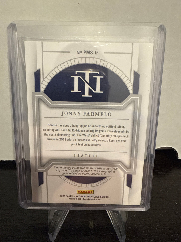 Jonny Farmelo 2024 Panini National Treasures Rookie Patch Auto, 18/49