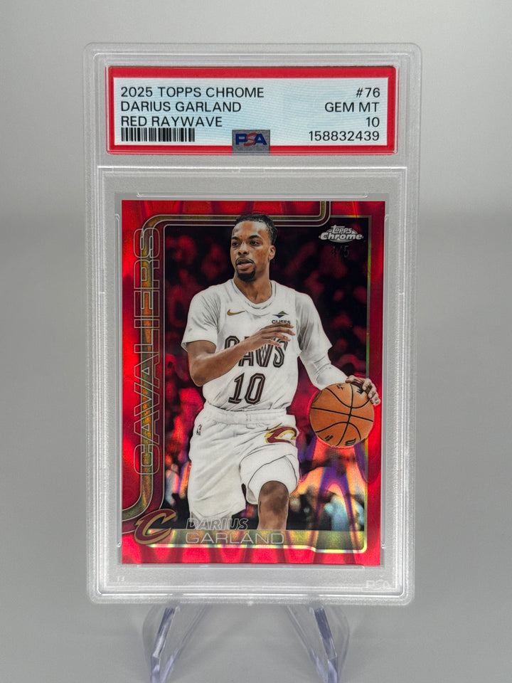 Darius Garland 2025 Topps Chrome Red Raywave Refractor, 4/5, PSA 10 Gem Mint