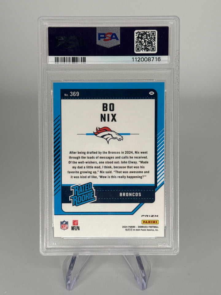 Bo Nix 2024 Panini Donruss Optic Preview Red Pandora Rookie, PSA 9 Mint