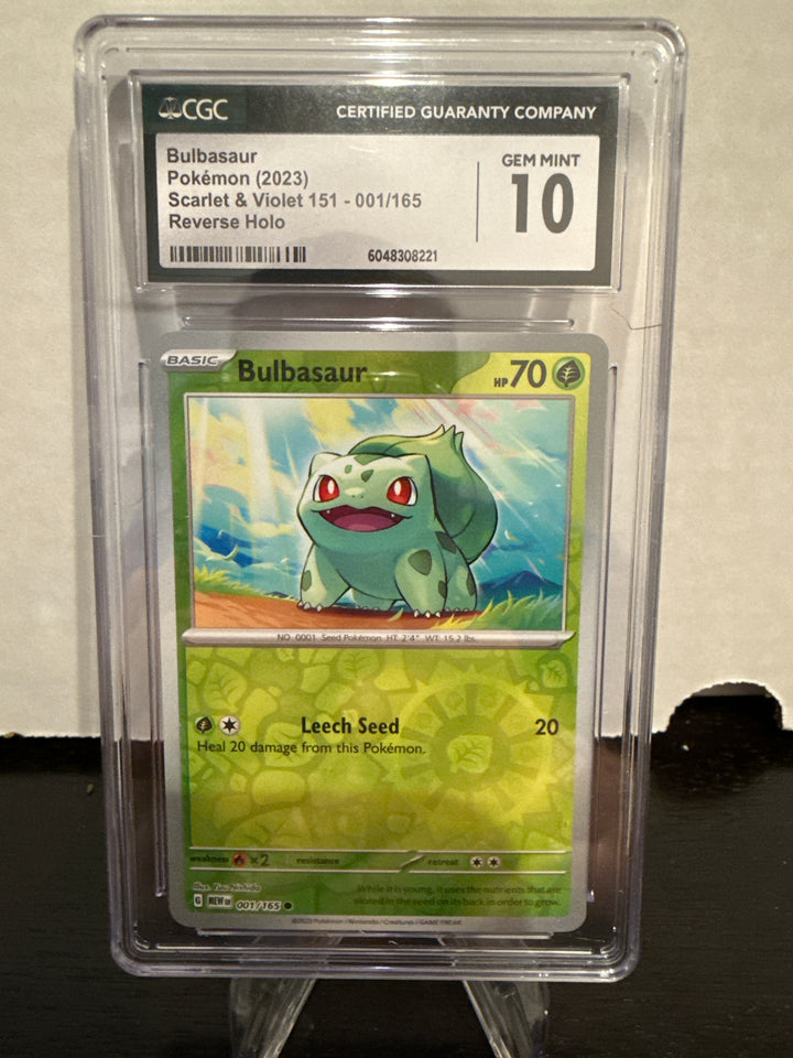 Pokemon TCG 2023 Bulbasaur Scarlet & Violet 151 Reverse Holo, 001/165, CGC 10 Gem Mint