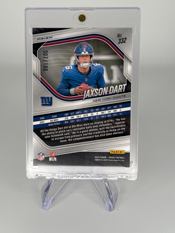 Jaxson Dart 2025 Panini Prizm Pigskin Prizm Rookie, 007/180