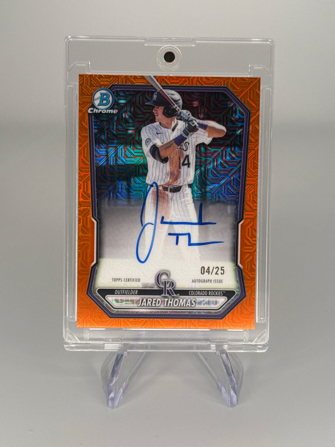 Jared Thomas 2026 Bowman Chrome Mega Box Orange Refractor Auto, 04/25