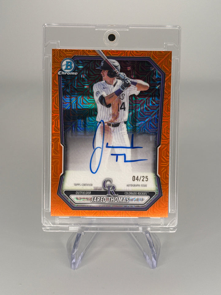 Jared Thomas 2026 Bowman Chrome Mega Box Orange Refractor Auto, 04/25