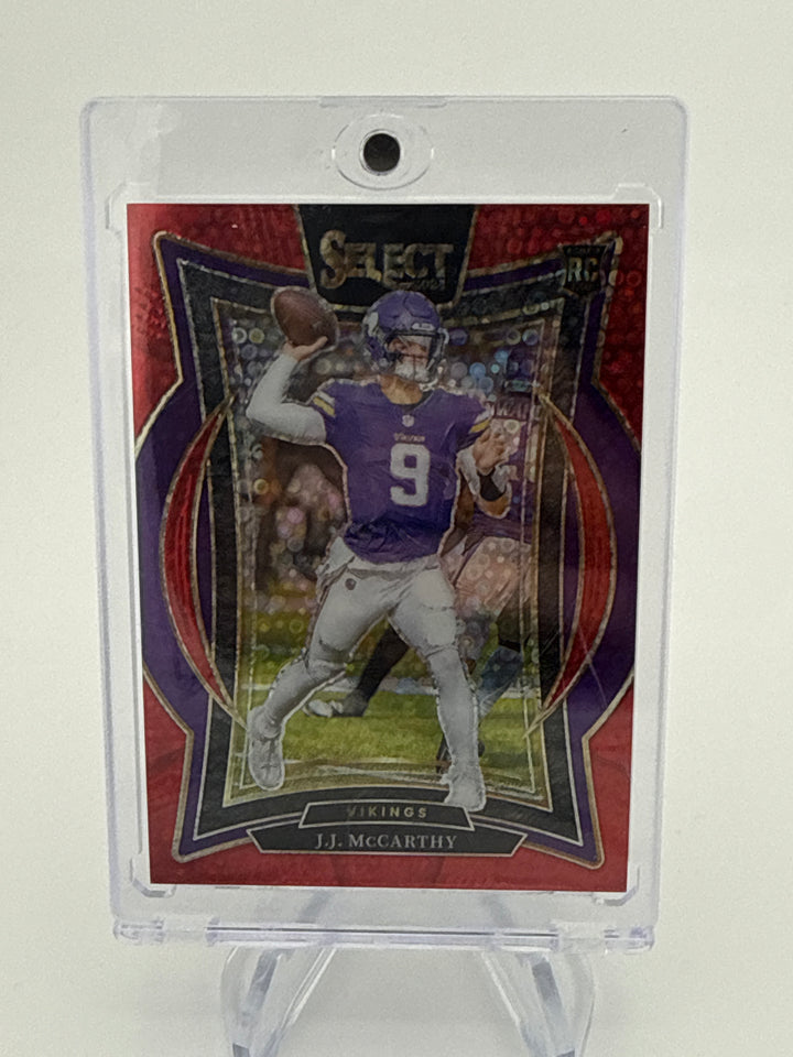 J.J. McCarthy 2024 Panini Select Red Disco Rookie, 35/49