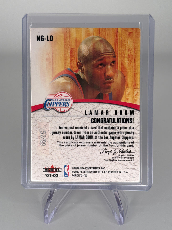 Lamar Odom 2002 Fleer Force Game Worn Jersey, 52/99