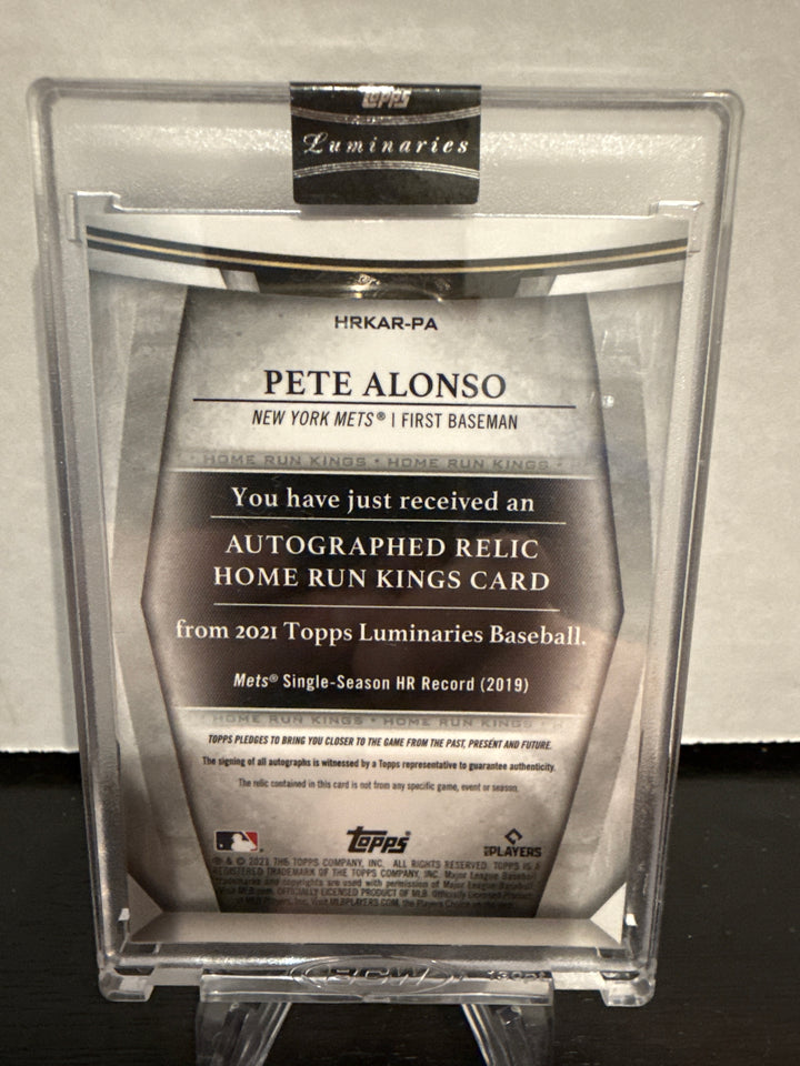 Pete Alonso 2021 Topps Luminaries Home Run Kings Patch Auto, 10/15