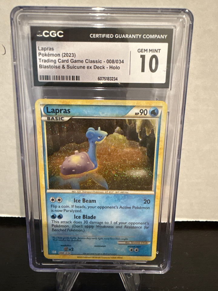 Pokemon TCG 2023 Lapras EX Blastoise/Suicune EX Deck Holo, 008/034, CGC 10 Gem Mint