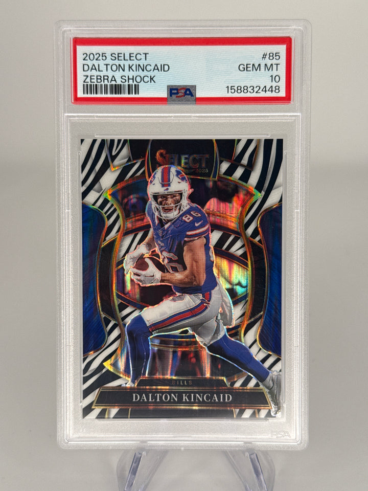 Dalton Kincaid 2025 Panini Select Zebra Shock SSP, PSA 10 Gem Mint