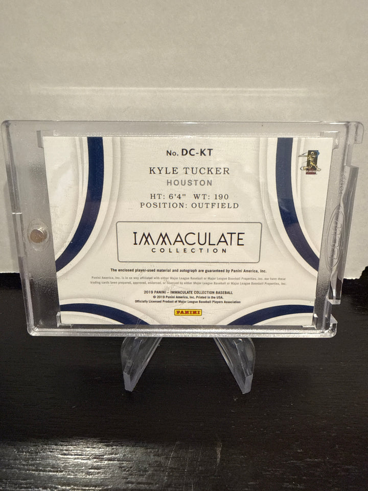 Kyle Tucker 2019 Panini Immaculate Dugout Collection Emerald Dual Patch Auto, 1/5