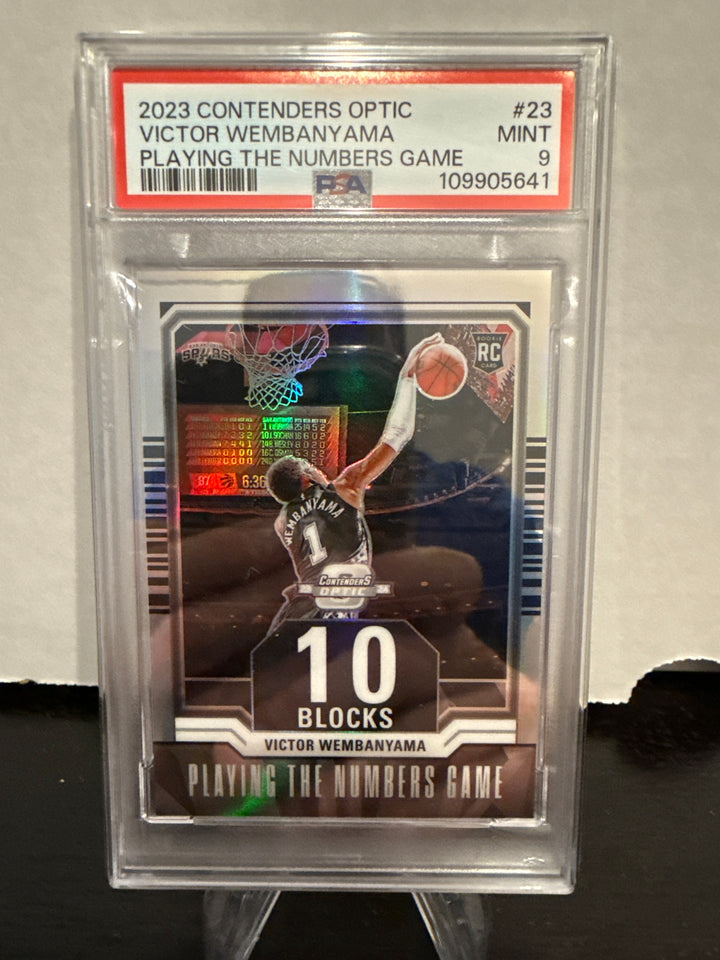 Victor Wembanyama 2023 Contenders Optic Playing the Numbers Game Rookie, PSA 9 Mint