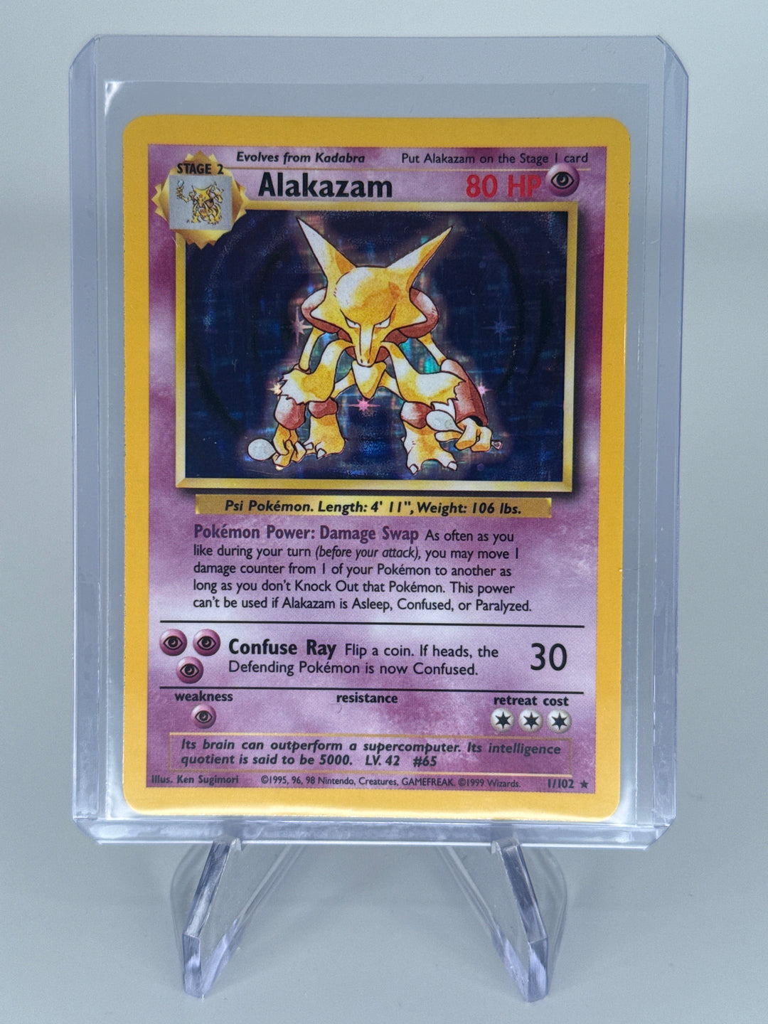 Pokemon TCG 1999 Alakazam Base Set Holo, 1/102