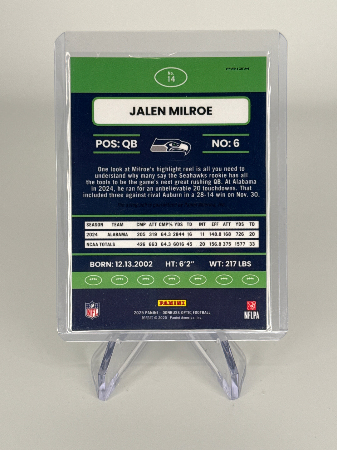 Jalen Milroe 2025 Panini Donruss Optic Retro Rookie Auto