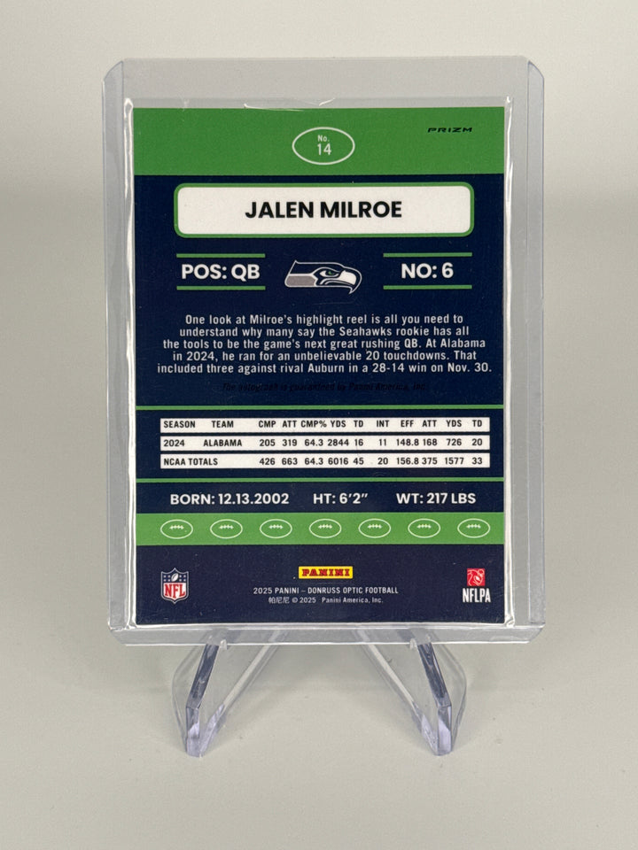 Jalen Milroe 2025 Panini Donruss Optic Retro Rookie Auto