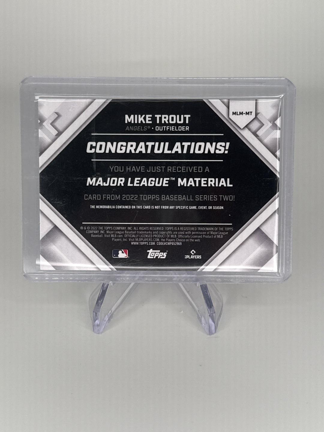 Mike Trout 2022 Topps Series One Major League Material Gold Relic, 19/50