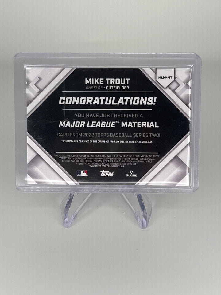 Mike Trout 2022 Topps Series One Major League Material Gold Relic, 19/50