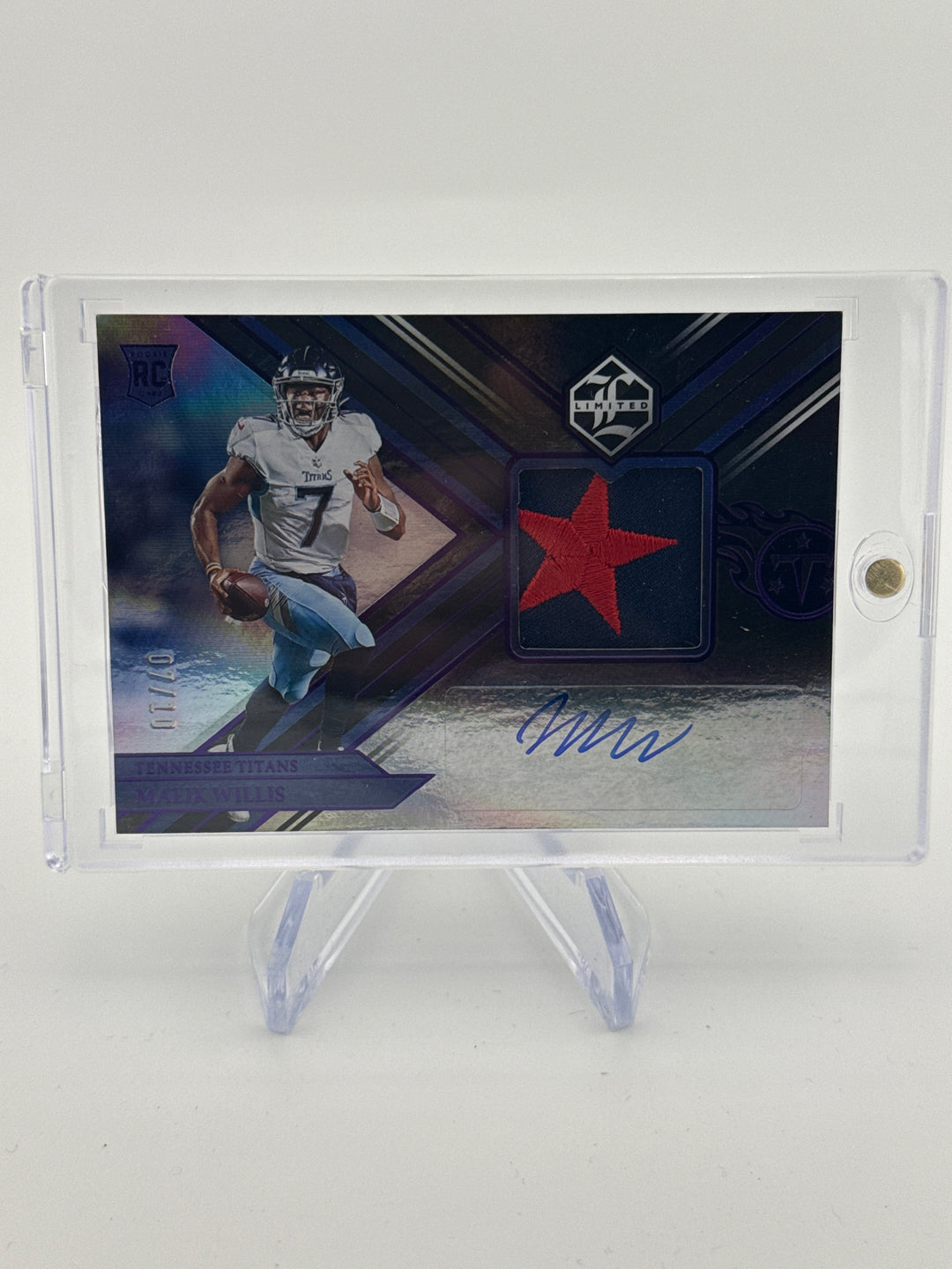 Malik Willis 2022 Panini Limited Rookie Patch Auto Purple, 07/10