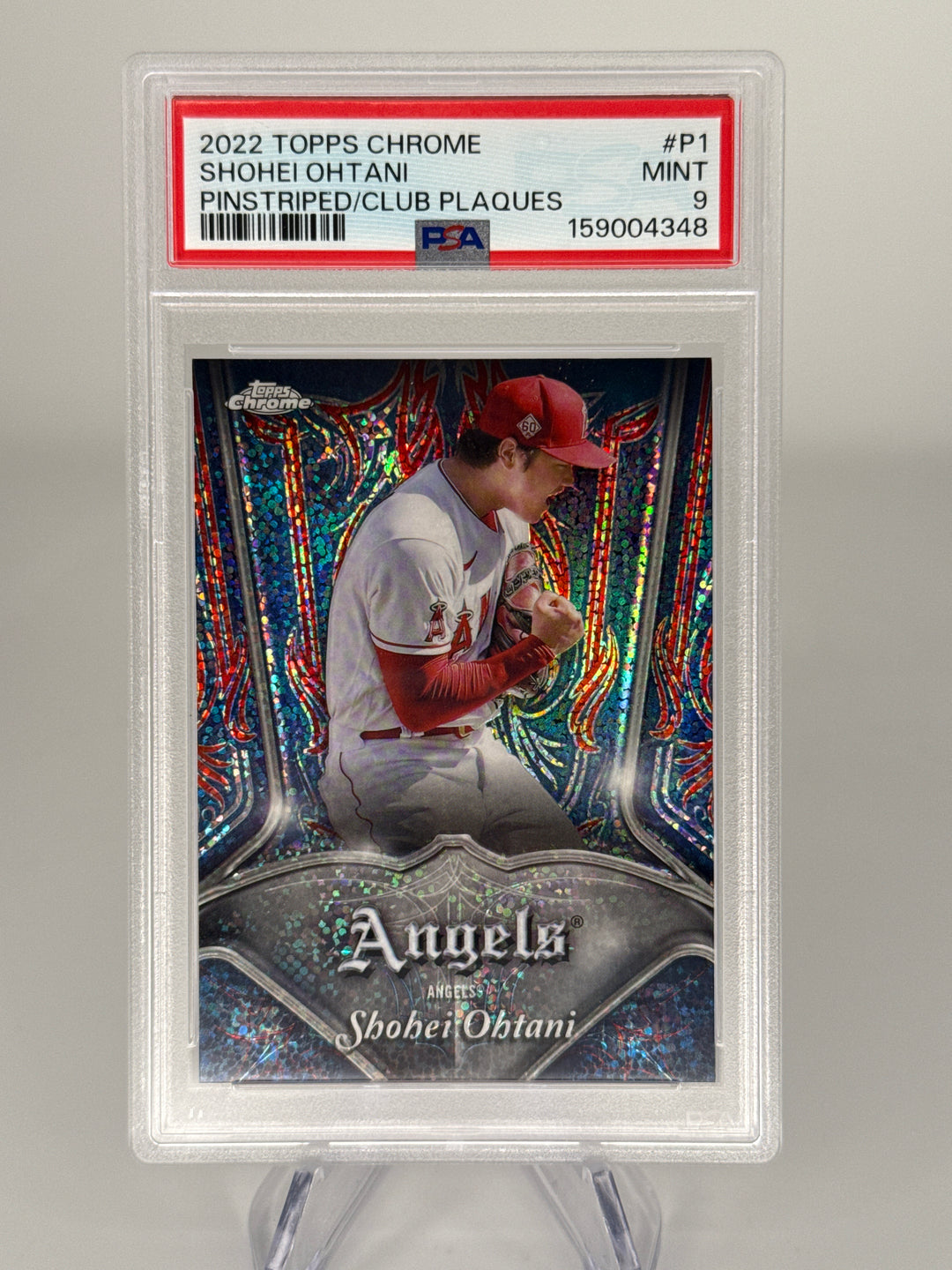 Shohei Ohtani 2022 Topps Chrome Pinstriped Club Plaques, PSA 9 Mint