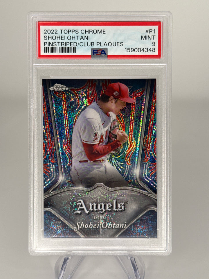Shohei Ohtani 2022 Topps Chrome Pinstriped Club Plaques, PSA 9 Mint