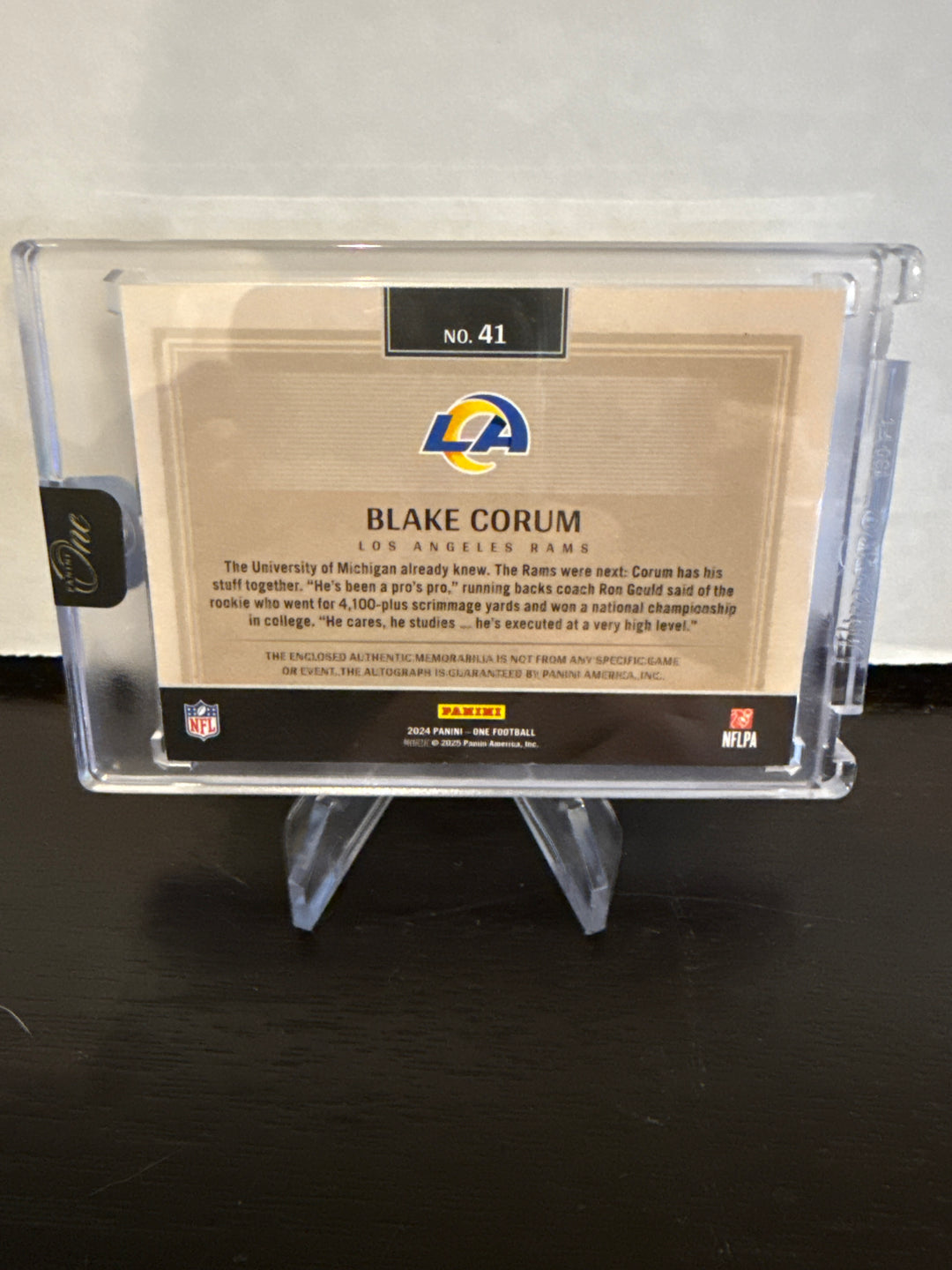 Blake Corum 2024 Panini One Rookie Patch Auto, 12/49