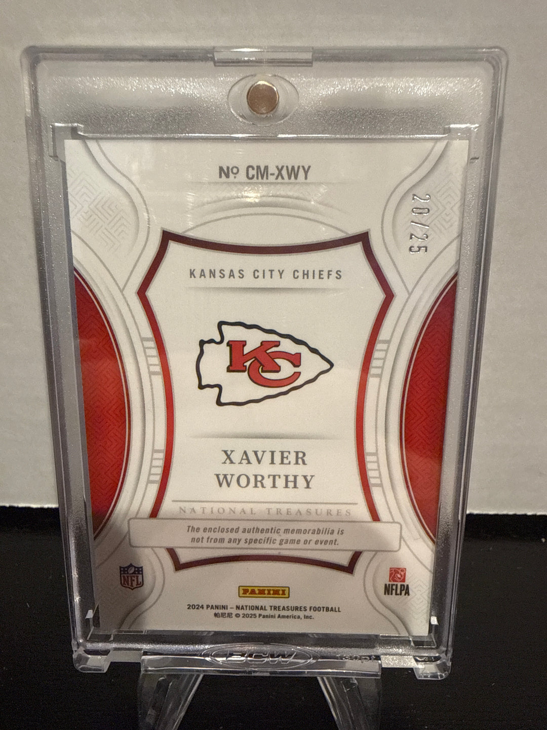 Xavier Worthy 2024 Panini National Treasures Century Materials Rookie Relic, 20/25