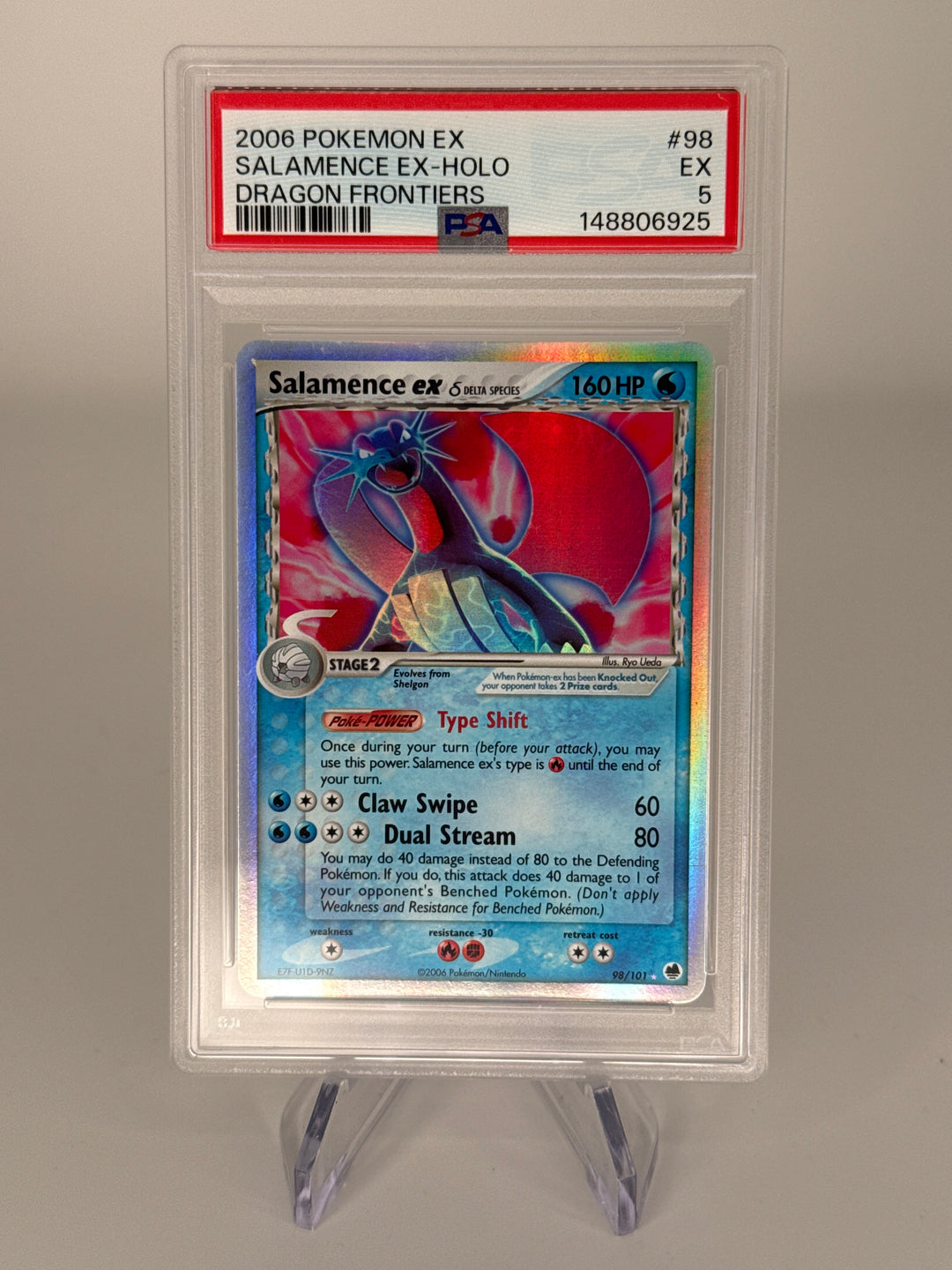 Pokemon TCG 2006 Salamence EX Delta Species Dragon Frontiers Holo, 98/101, PSA 5