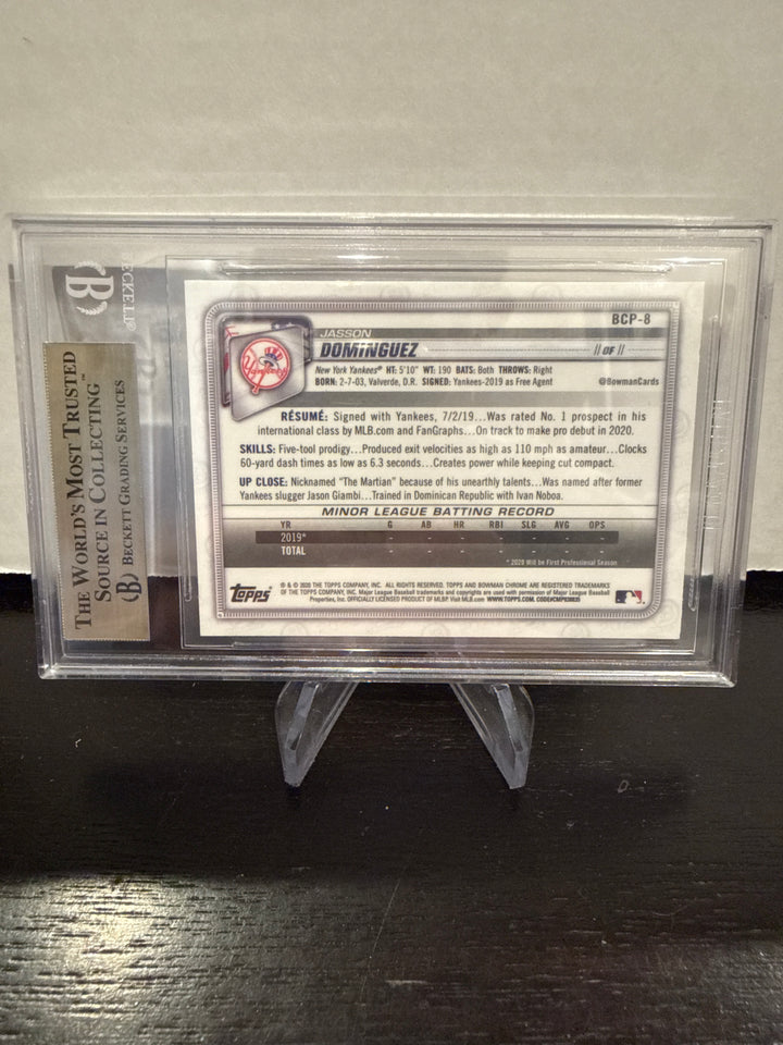 Jasson Dominguez 2020 Bowman Chrome Mega Box 1st Bowman Refractor, BGS 9.5 Gem Mint