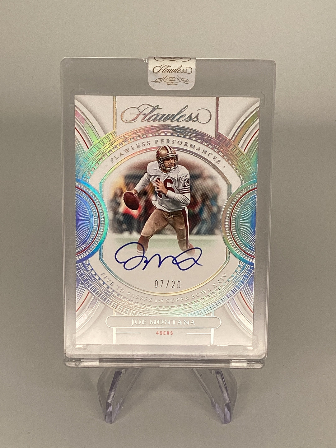 Joe Montana 2023 Panini Flawless, Flawless Performances Auto, 07/20