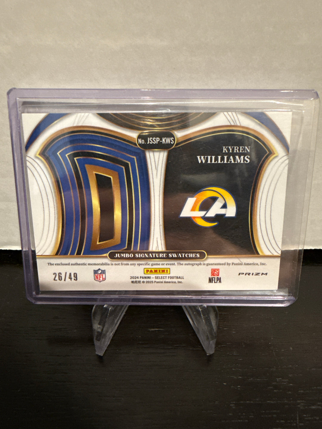 Kyren Williams 2024 Panini Select Copper Patch Auto, 26/49