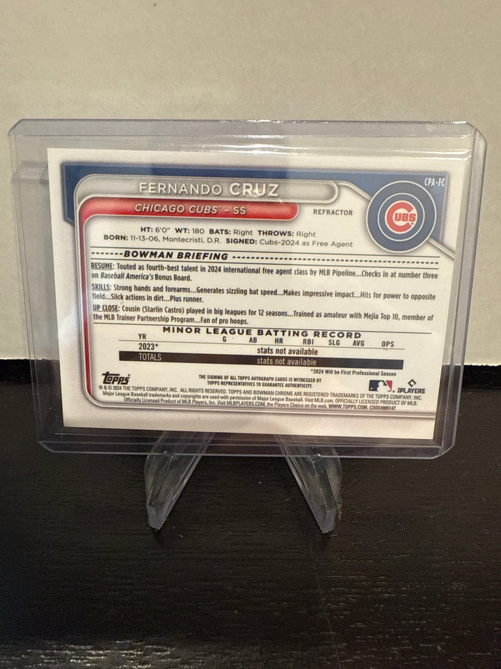 Fernando Cruz 2024 Bowman Chrome 1st Refractor Auto, 309/499