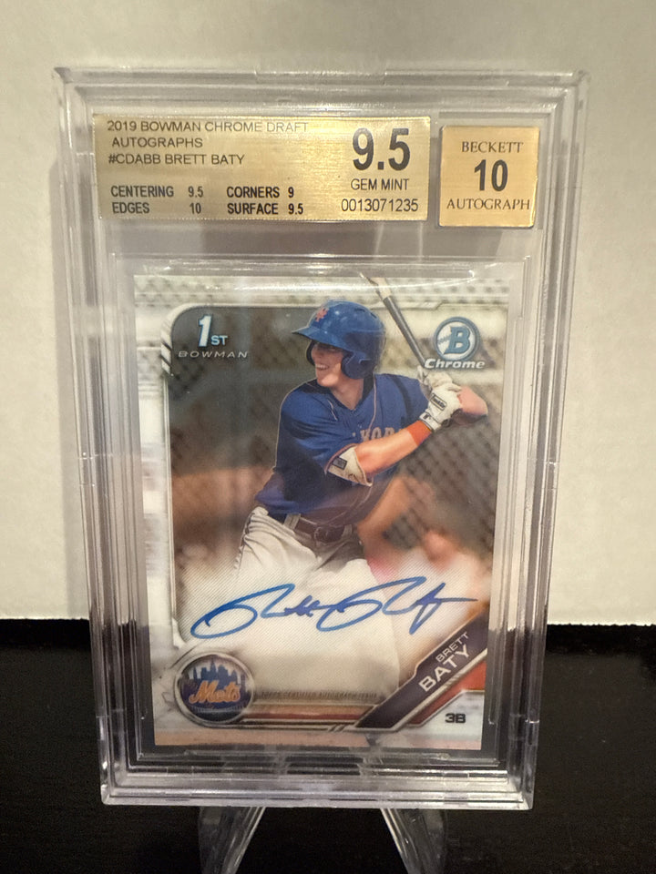 Brett Baty 2019 Bowman Chrome Draft 1st Auto, BGS 9.5 Gem Mint