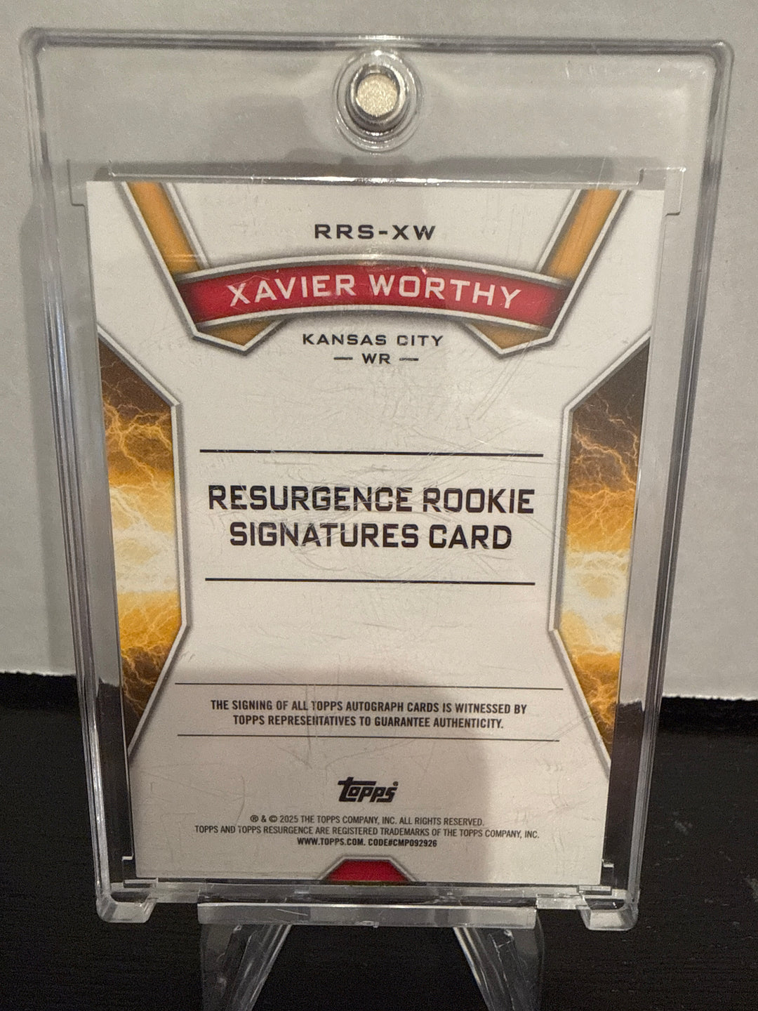 Xavier Worthy 2025 Topps Resurgence Purple Rookie Auto, 30/75
