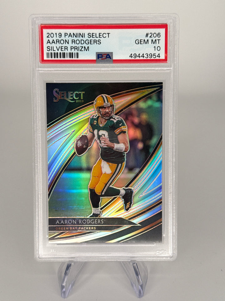 Aaron Rodgers 2019 Panini Select Silver Prizm, PSA 10 Gem Mint