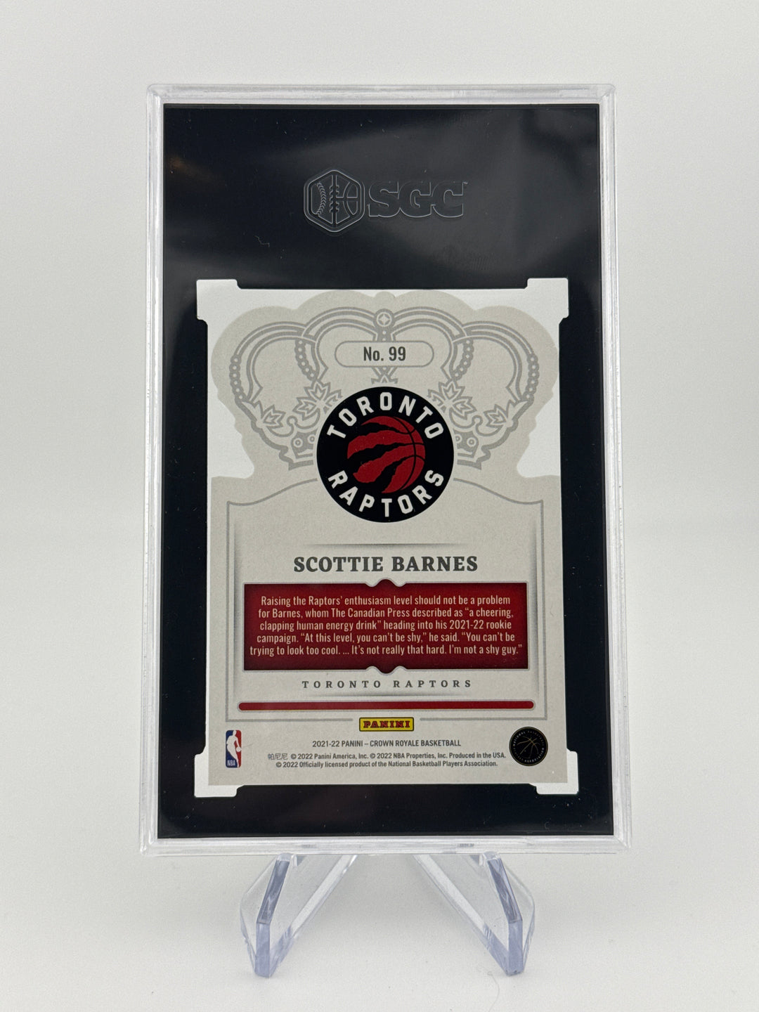 Scottie Barnes 2021 Panini Crown Royale Lucky Envelopes Rookie, 3/8, SGC 9 Mint