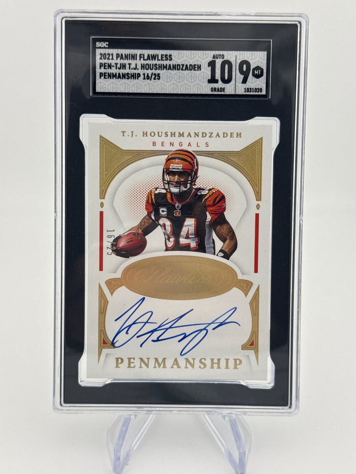 TJ Houshmandzadeh 2021 Panini Flawless Penmanship Auto, 16/25, SGC 9 Mint, SGC 10 Gem Mint Auto