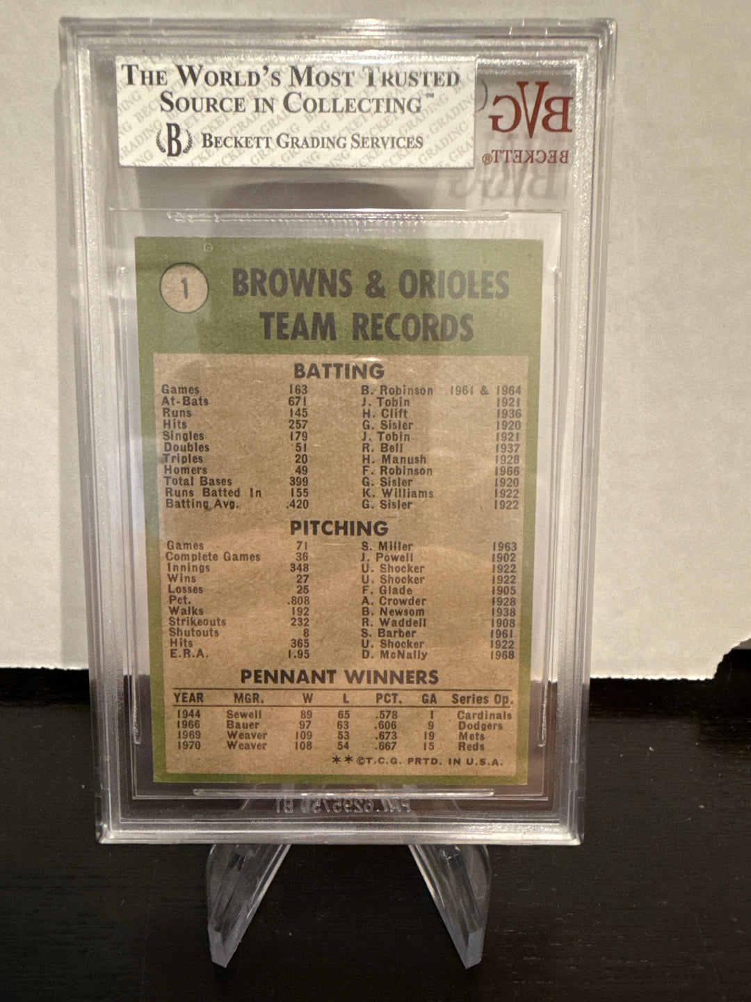 1971 Topps Orioles Team, BVG 5.5