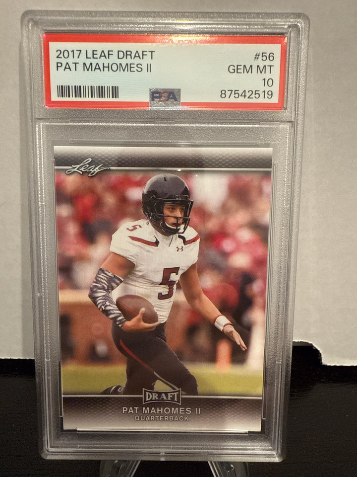 Patrick Mahomes 2017 Leaf Draft Rookie, PSA 10 Gem Mint