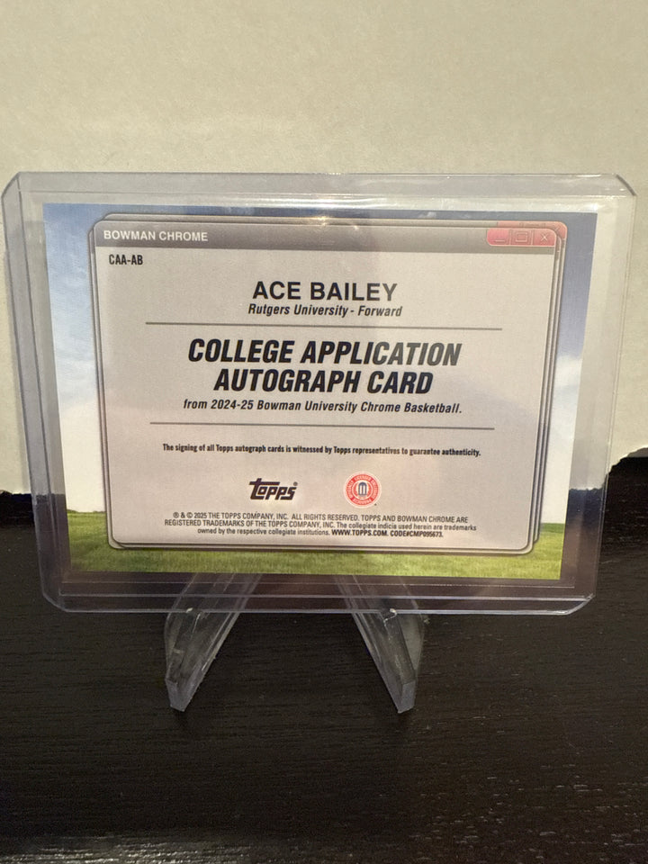 Ace Bailey 2025 Bowman Chrome University College Application Auto