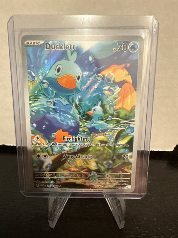 Pokemon TCG 2025 Ducklett White Flare Full Art Illustration Rare, 109/086