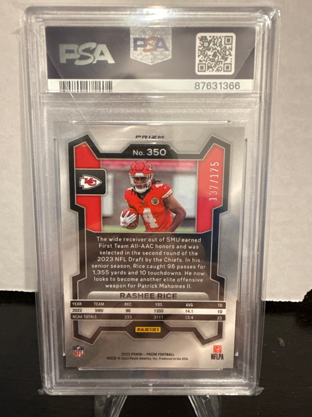 Rashee Rice 2023 Panini Prizm Hyper Rookie, 137/175, PSA 10 Gem Mint