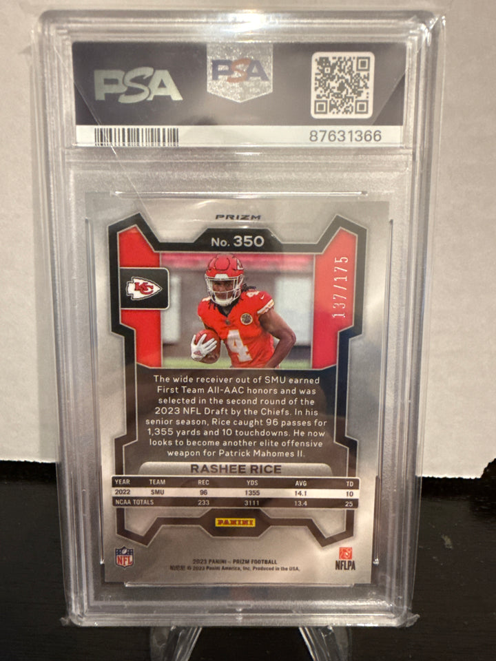 Rashee Rice 2023 Panini Prizm Hyper Rookie, 137/175, PSA 10 Gem Mint