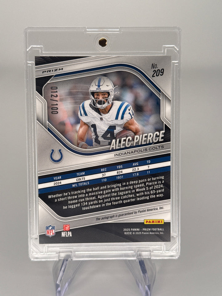 Alec Pierce 2025 Panini Prizm Scope Prizm Auto, 012/100