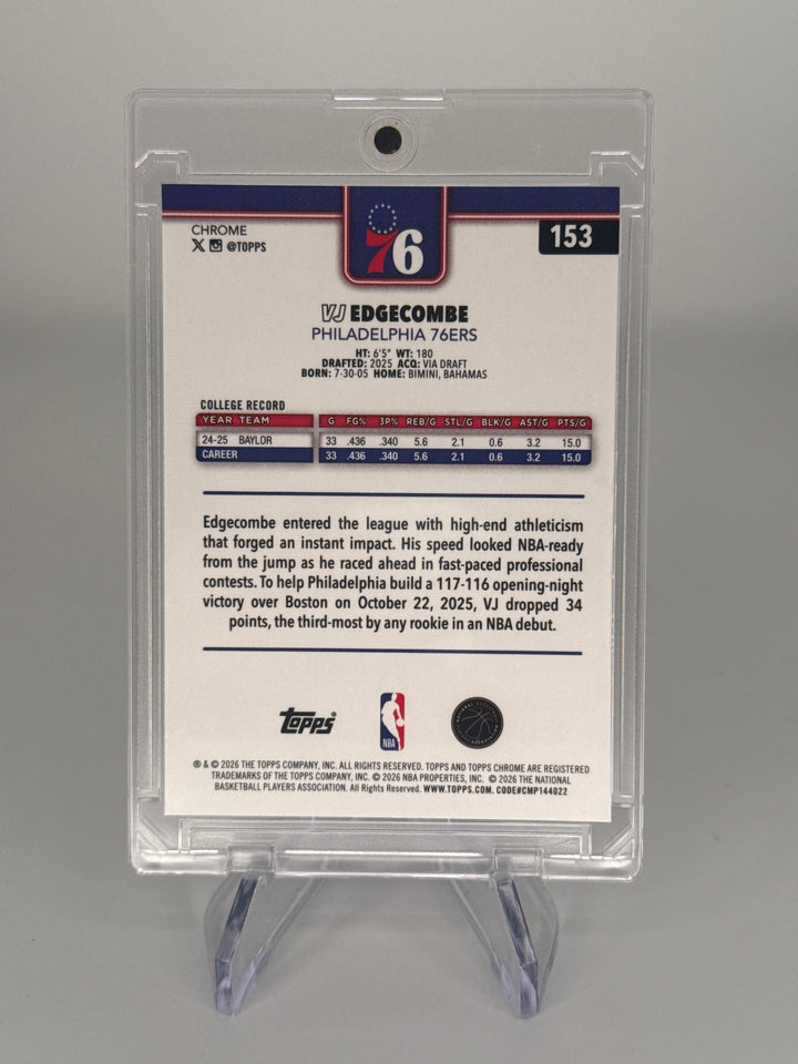 VJ Edgecombe 2026 Topps Chrome Sapphire Rookie