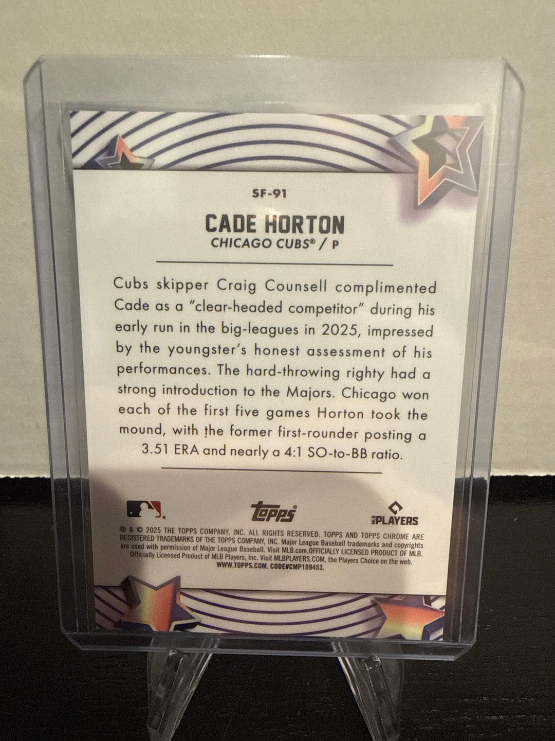 Cade Horton 2025 Topps Chrome Cosmic Starfractor SP Rookie