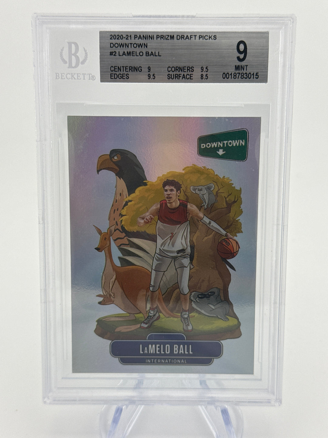 Lamelo Ball 2020 Panini Prizm Draft Picks SSP Downtown Case Hit, BGS 9 Mint