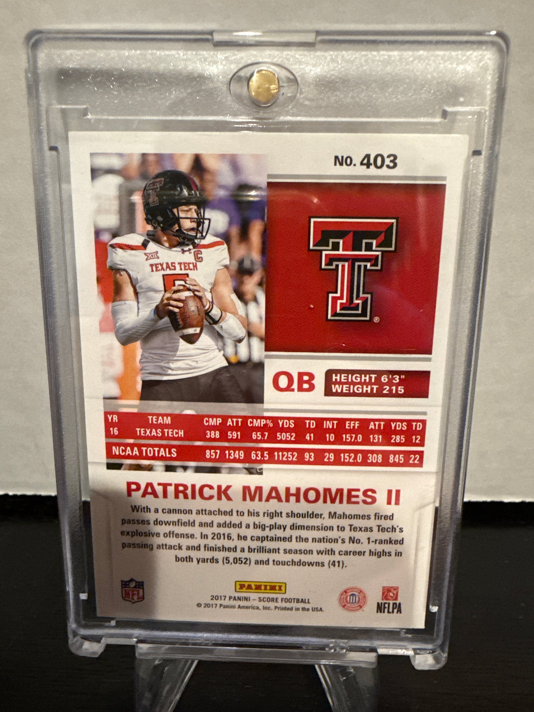 Patrick Mahomes 2017 Panini Score Rookie