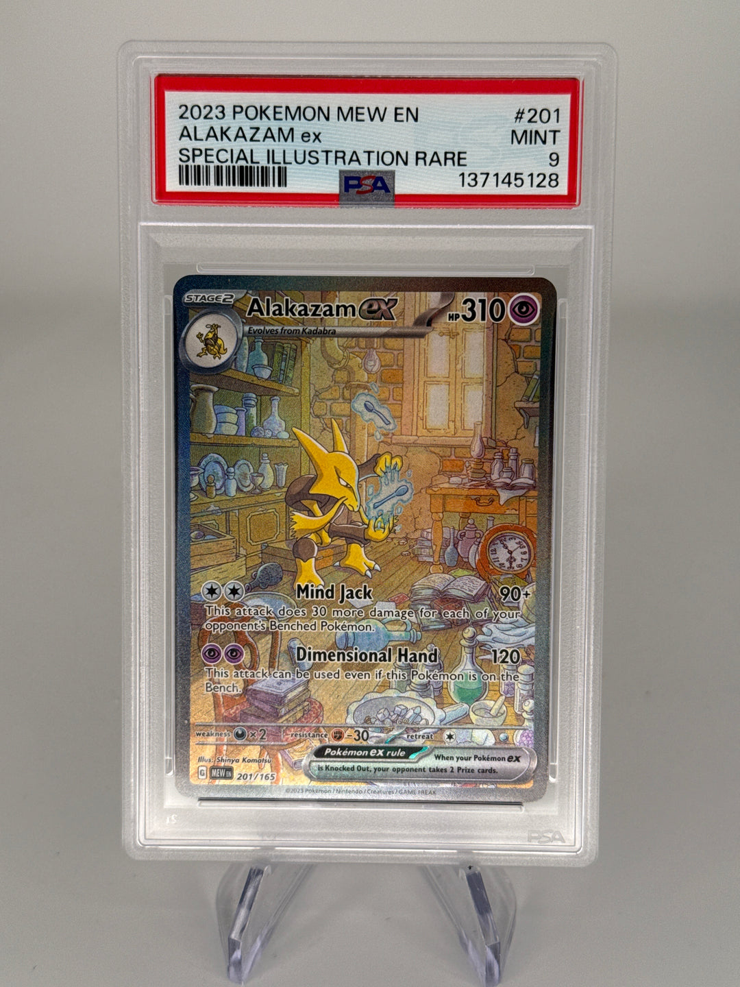Pokemon TCG 2023 Alakazam EX Scarlet & Violet 151, 201/165, PSA 9 Mint