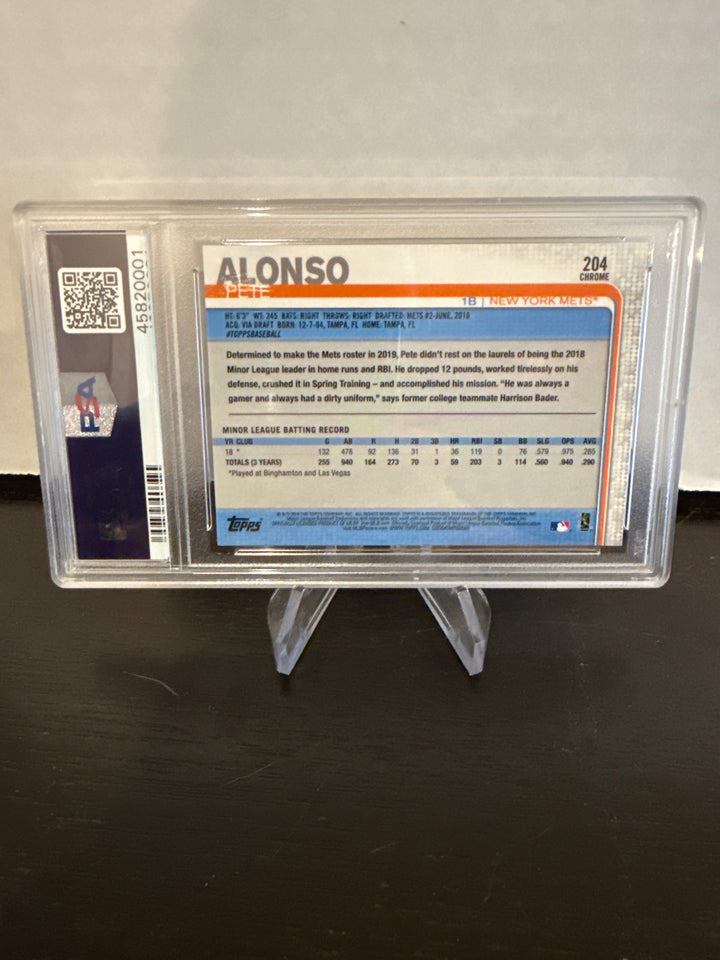Pete Alonso 2019 Topps Chrome Rookie Card, PSA 10 Gem Mint